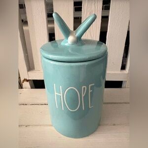 Light Blue Ceramic Candle with Hope Text